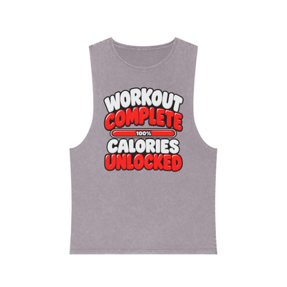 Workout Complete — Calories Unlocked – Stonewash Tank
