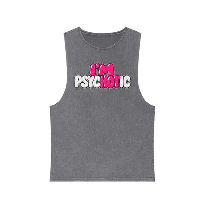 I’m Psychotic – Pink & White – Stonewash Tank