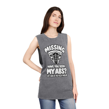 Missing: Have You Seen My Abs? / Last Seen at the Pizza Parlor – Stonewash Tank